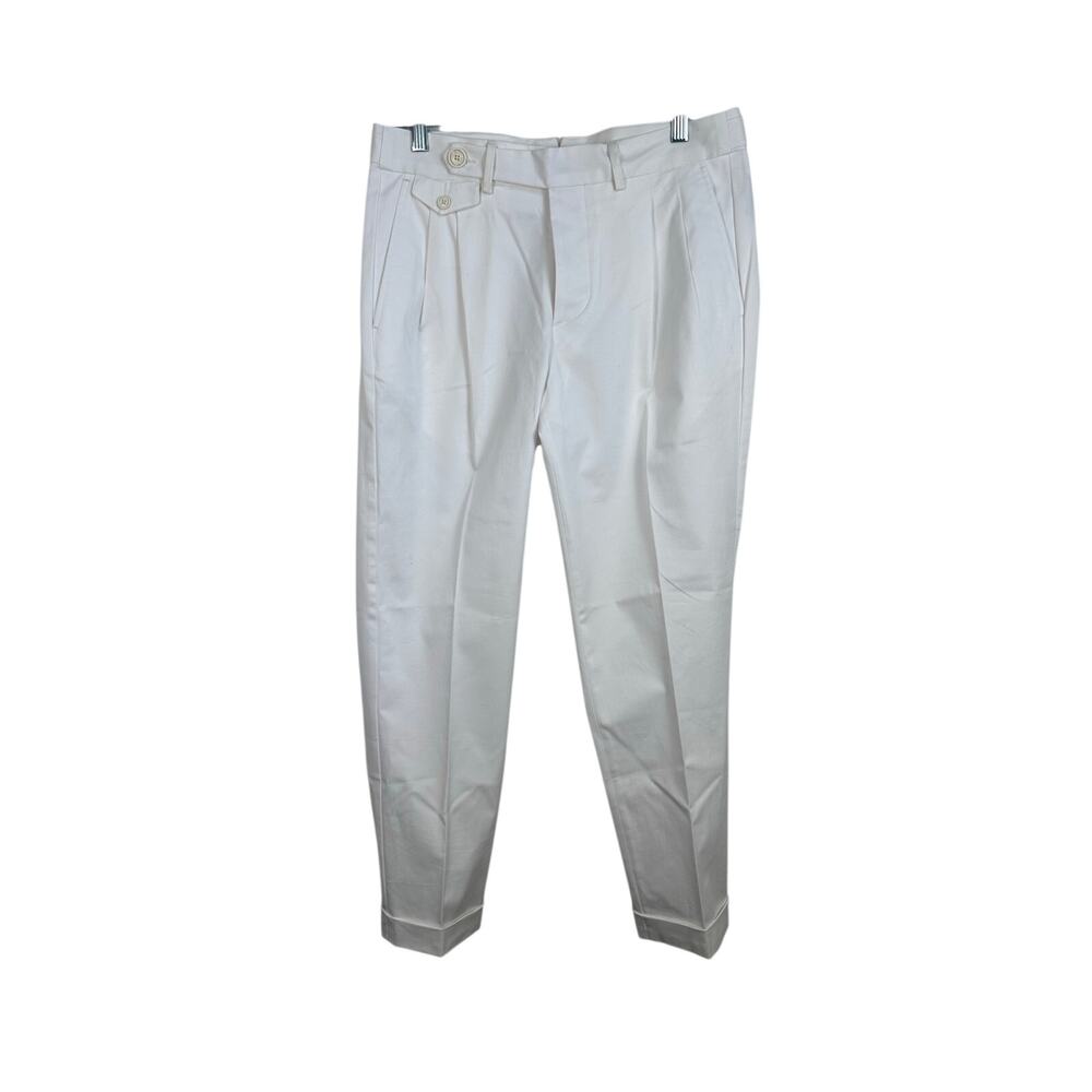 Manuel Ritz Trousers Mens 32 White Excellent‎ Pleated Gurkha Extended Waist Cuff